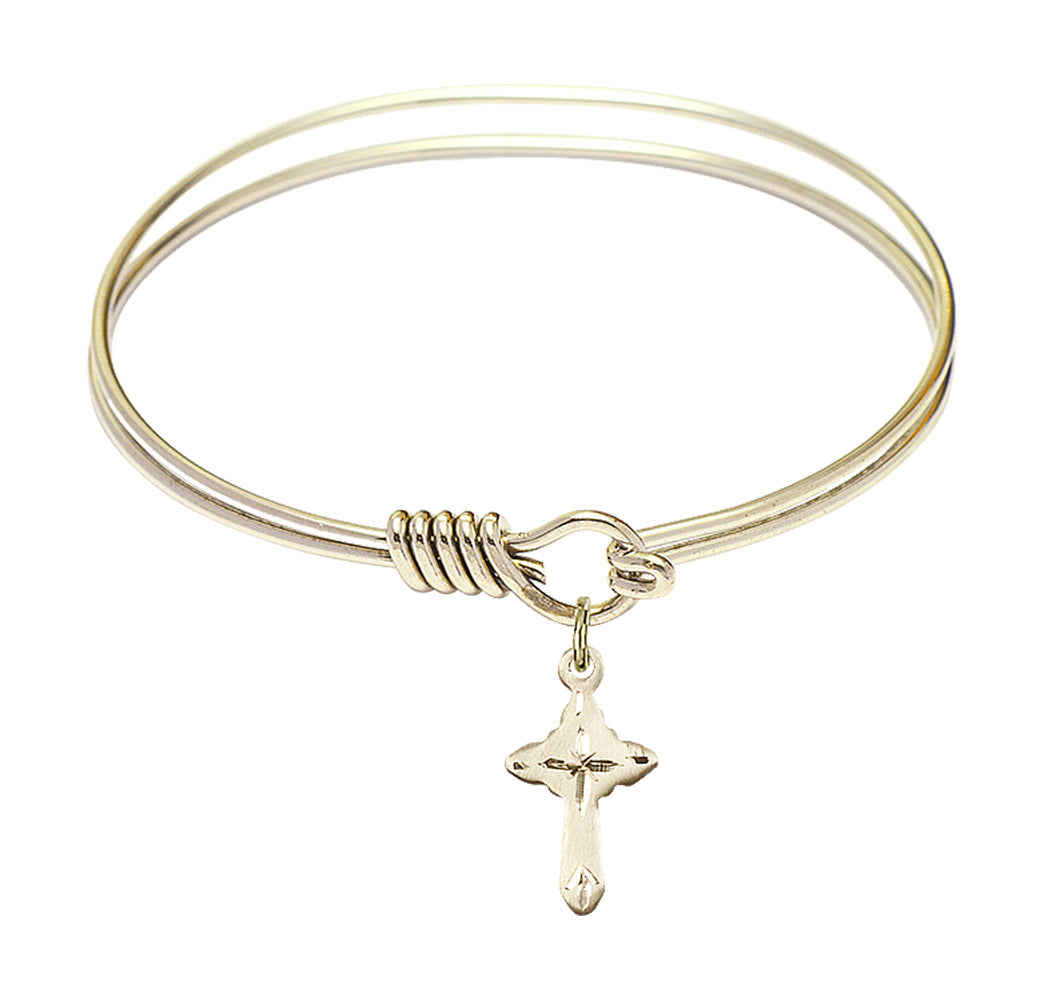 Smooth Bangle Bracelet with a Cross Charm