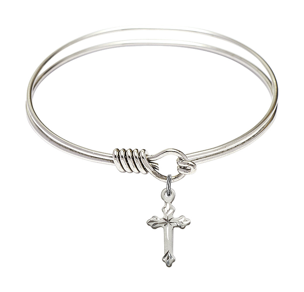 Smooth Bangle Bracelet with a Cross Charm