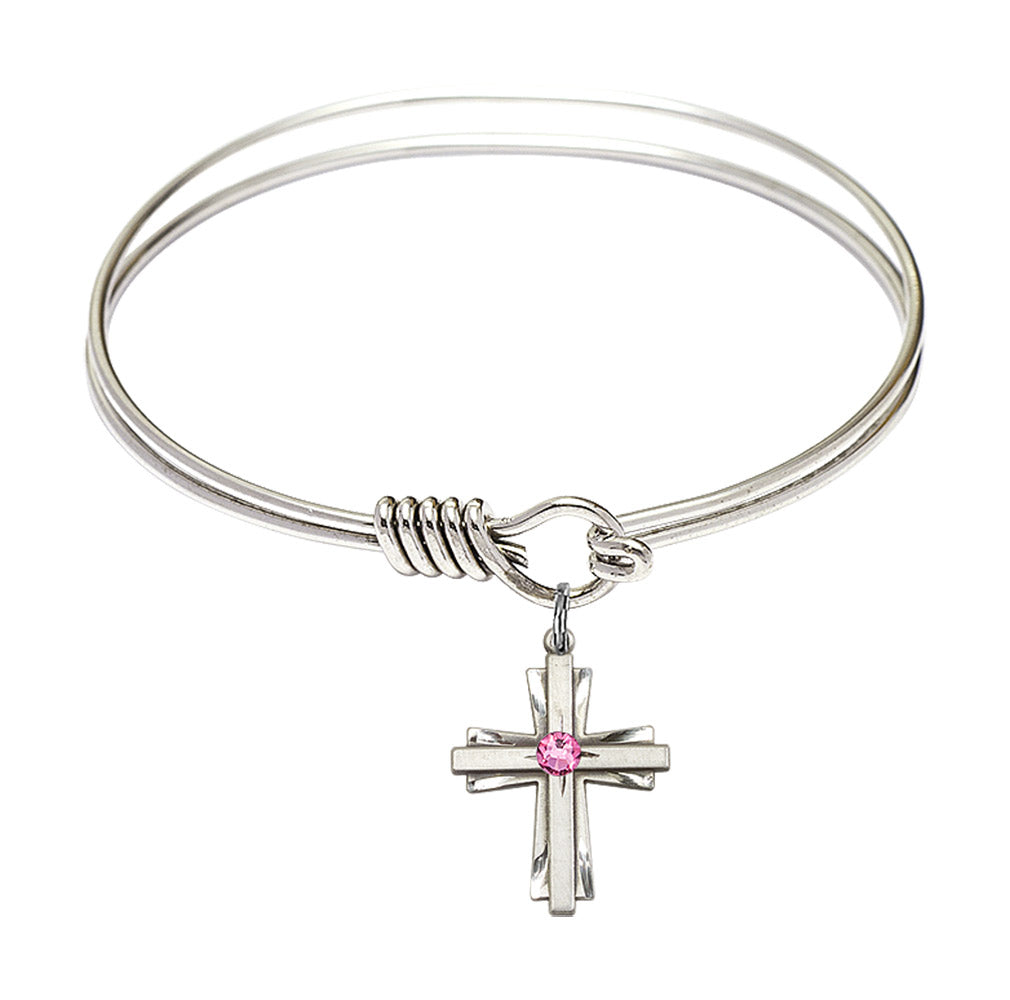 Smooth Bangle Bracelet with a Cross Charm