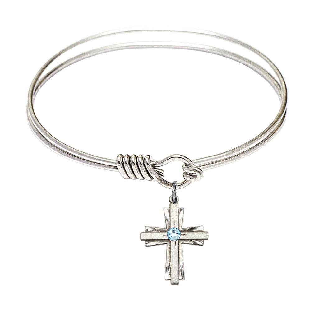 Smooth Bangle Bracelet with a Cross Charm