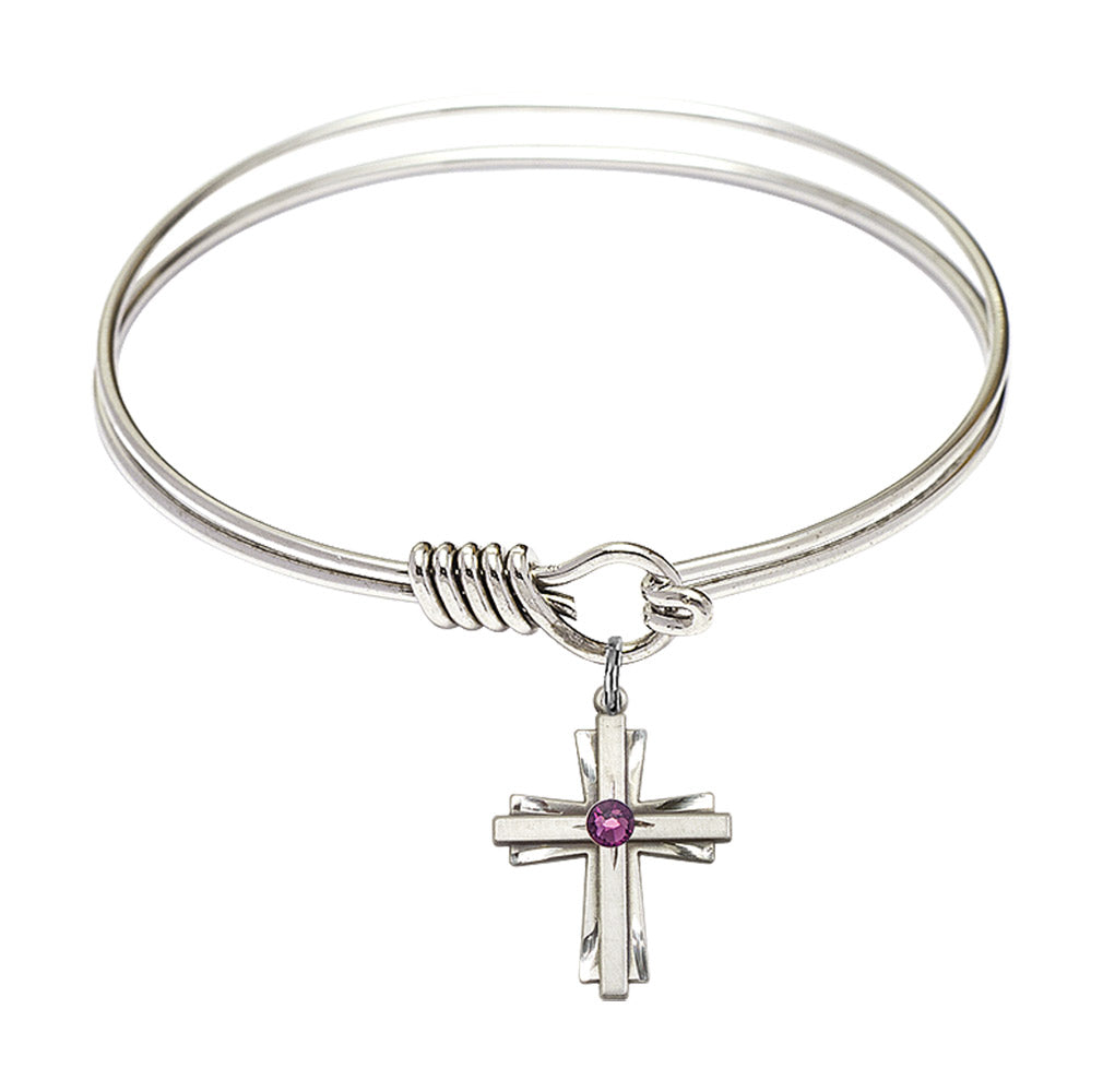 Smooth Bangle Bracelet with a Cross Charm