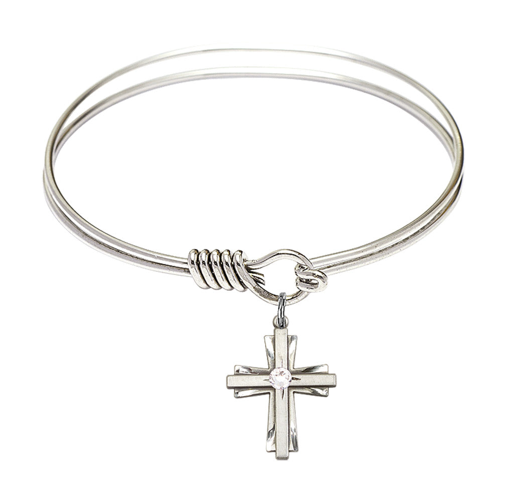 Smooth Bangle Bracelet with a Cross Charm