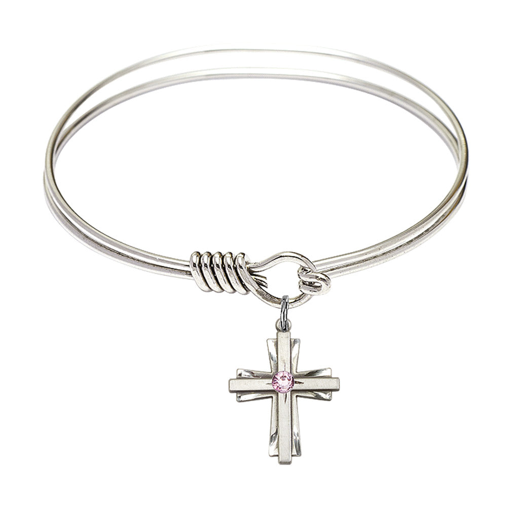 Smooth Bangle Bracelet with a Cross Charm