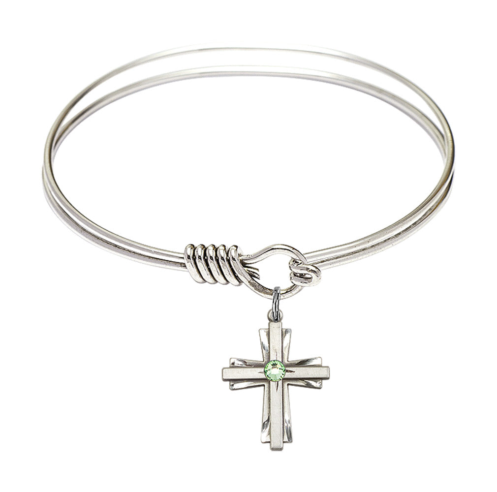 Smooth Bangle Bracelet with a Cross Charm