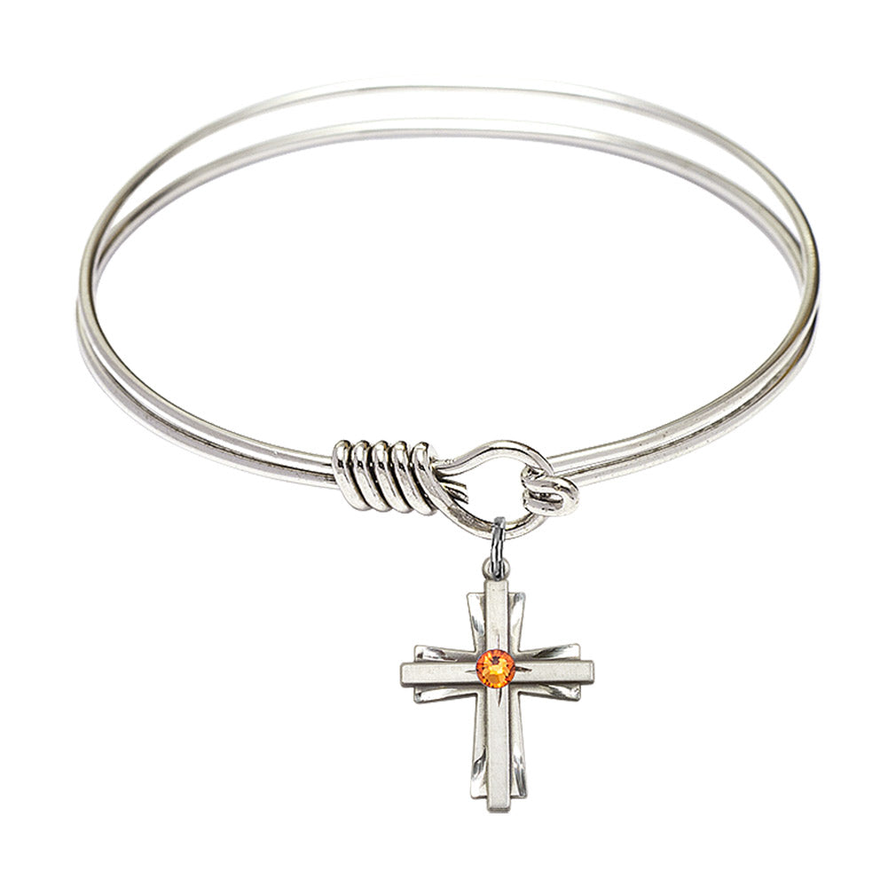 Smooth Bangle Bracelet with a Cross Charm