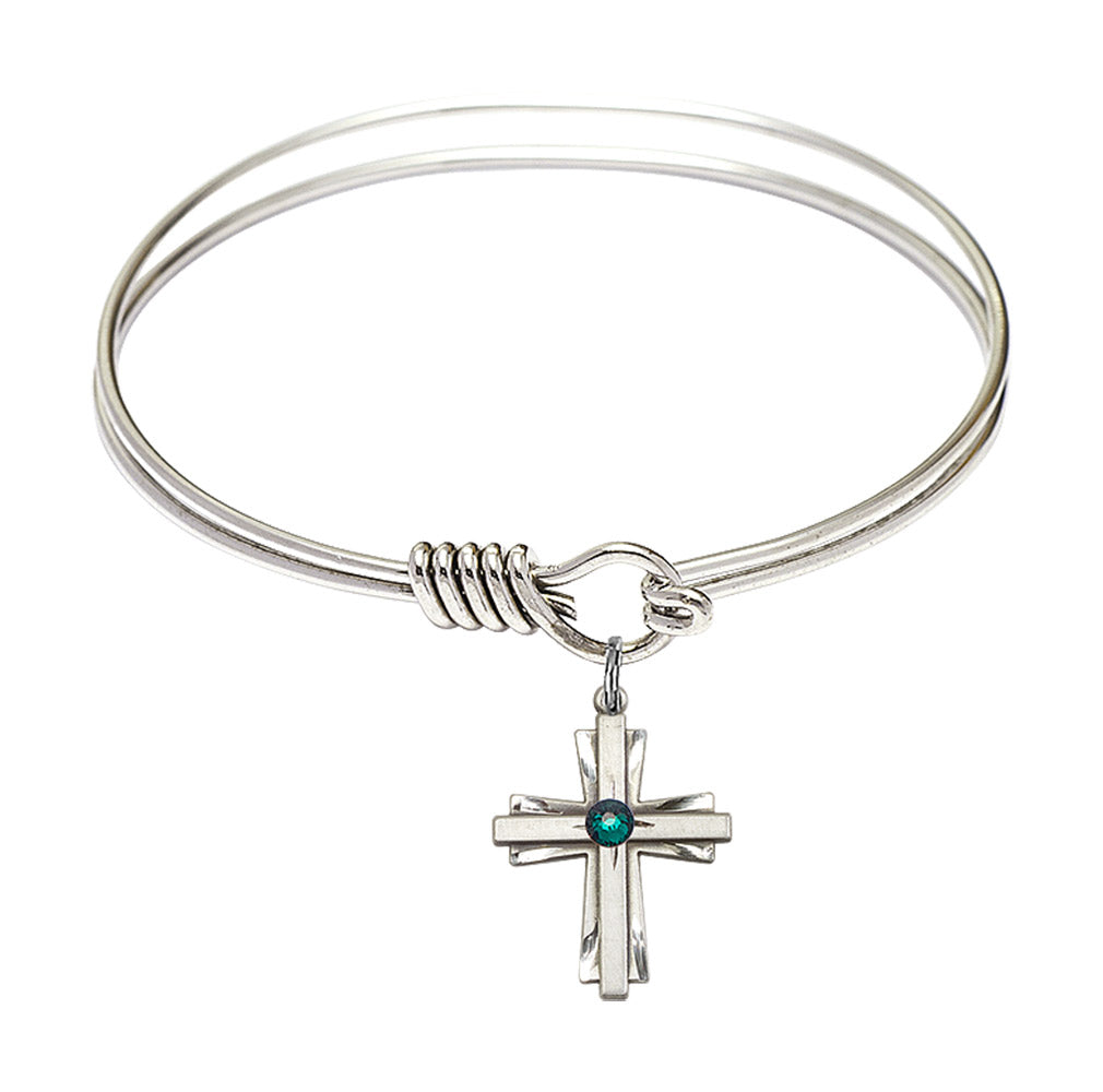 Smooth Bangle Bracelet with a Cross Charm