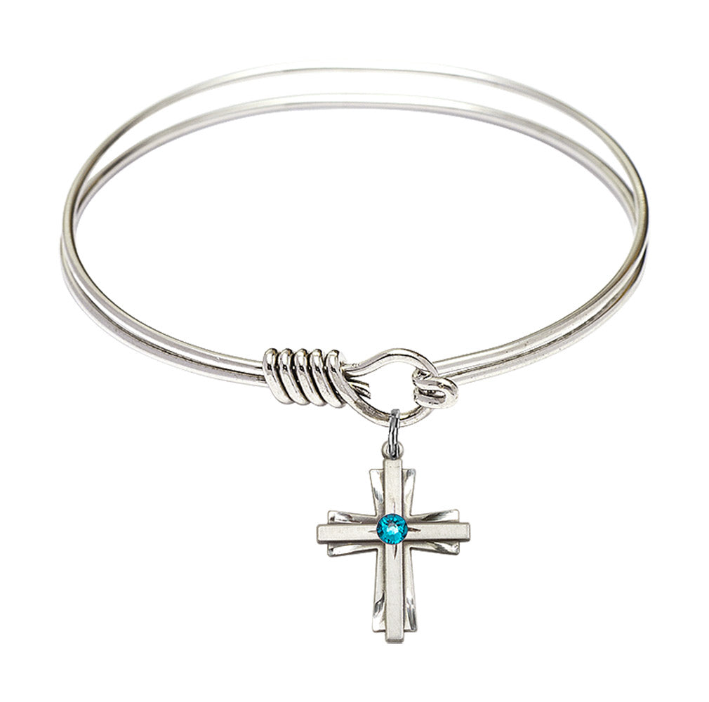 Smooth Bangle Bracelet with a Cross Charm