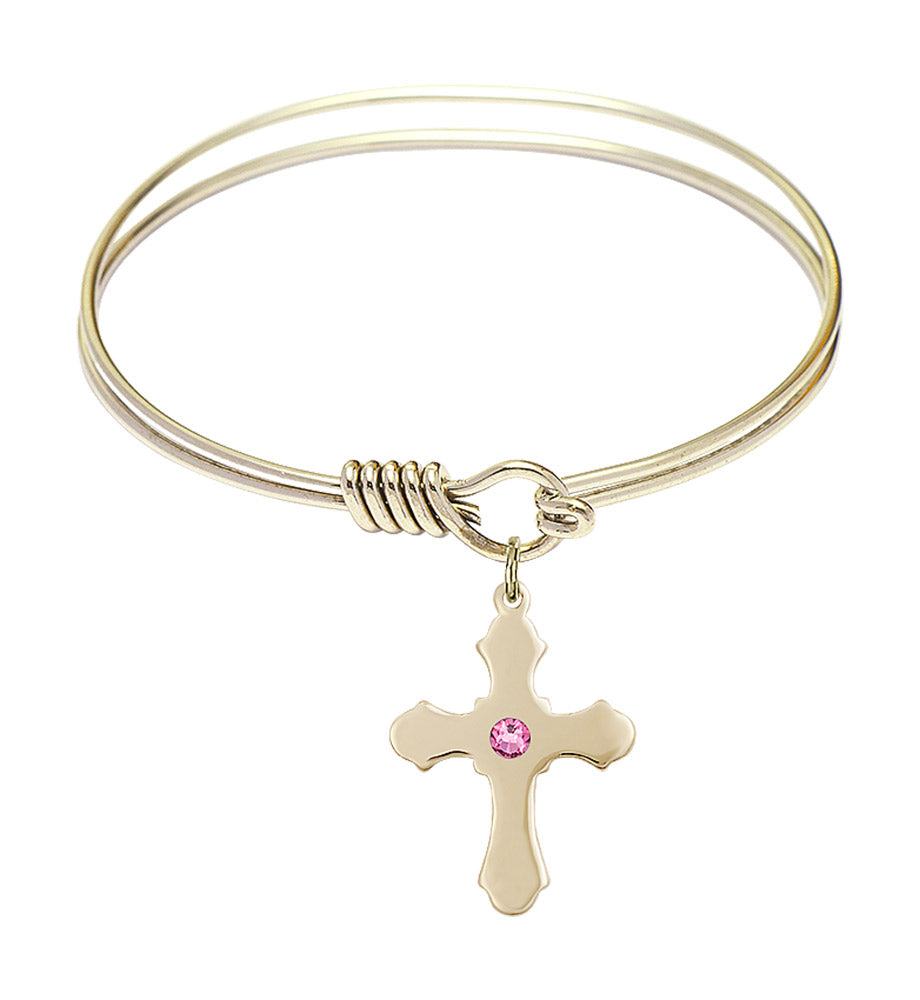 Smooth Bangle Bracelet with a Cross Charm