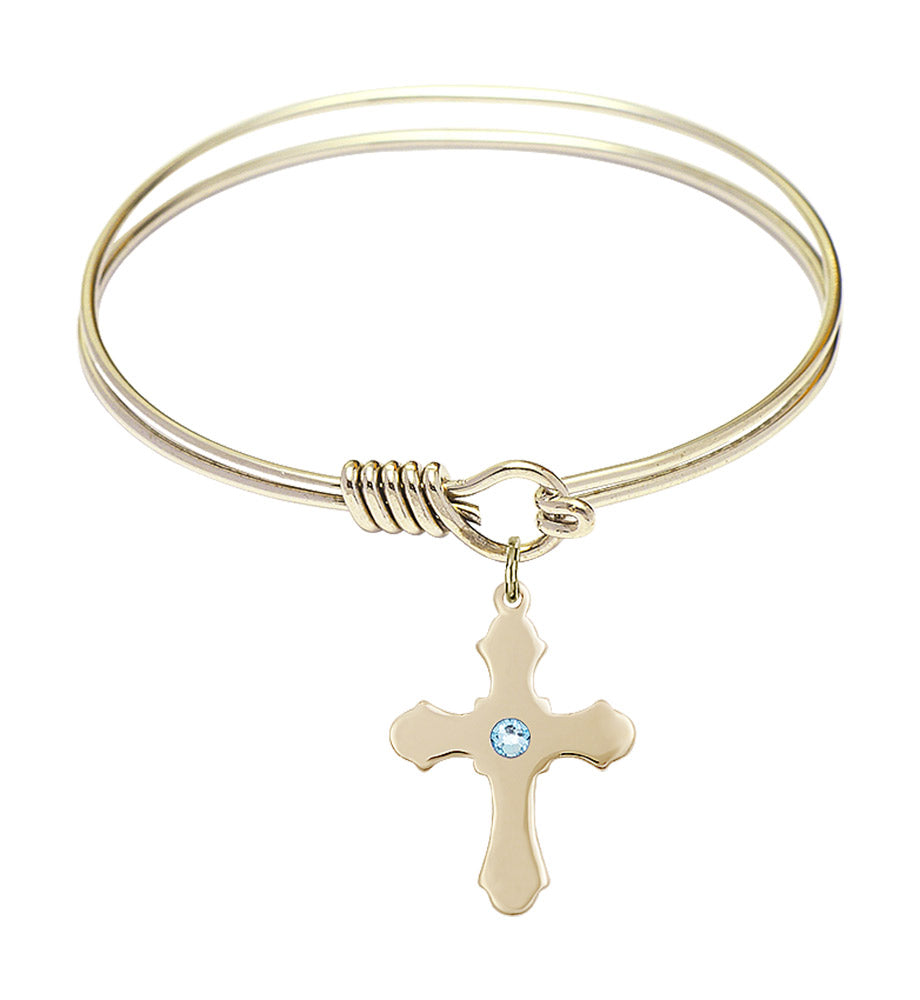 Smooth Bangle Bracelet with a Cross Charm