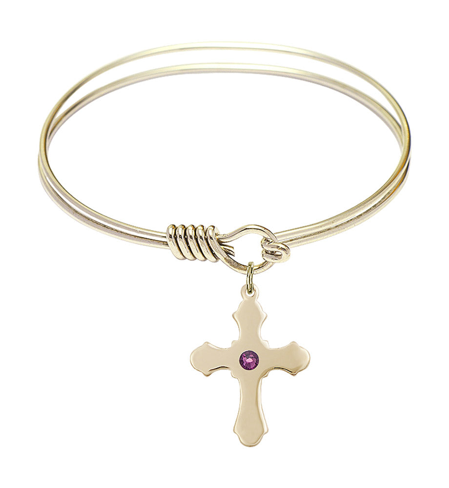 Smooth Bangle Bracelet with a Cross Charm