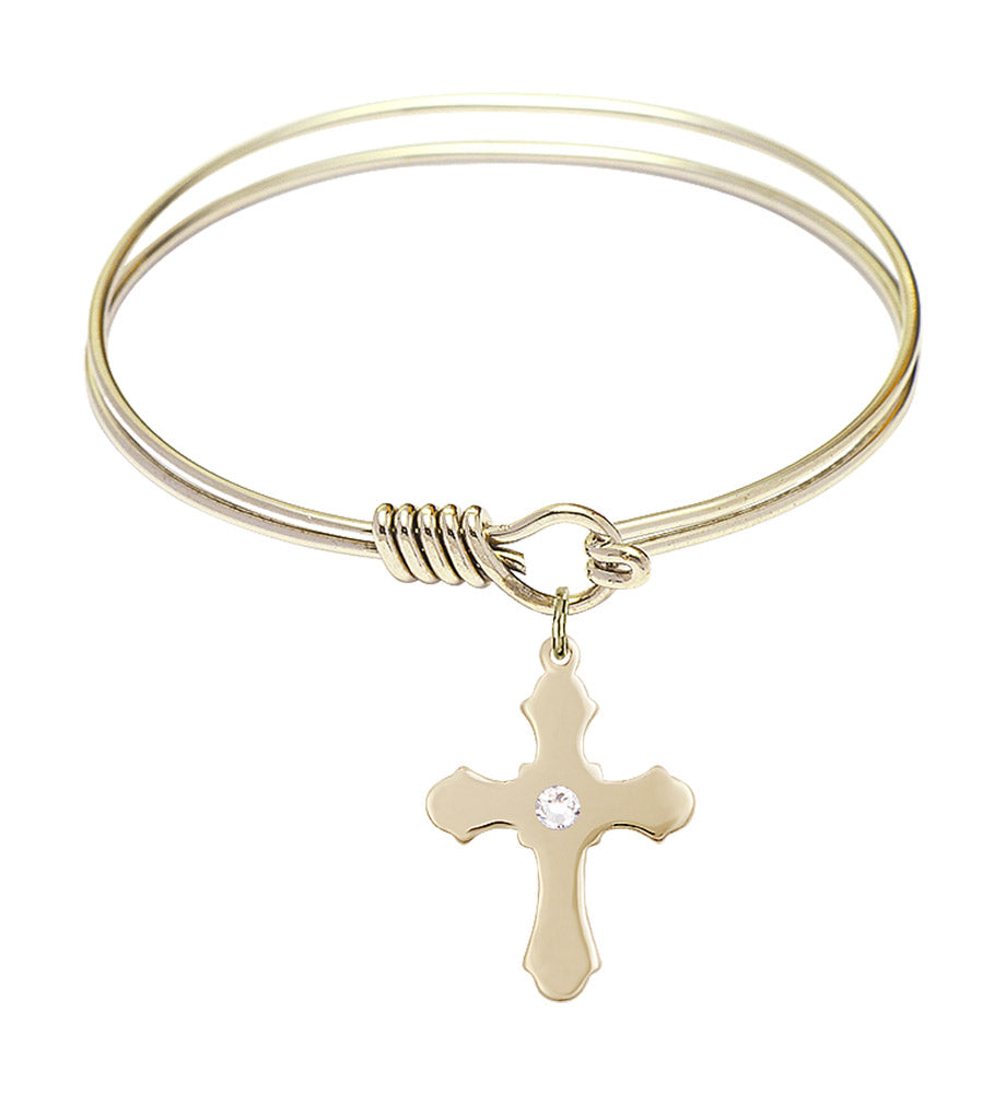 Smooth Bangle Bracelet with a Cross Charm