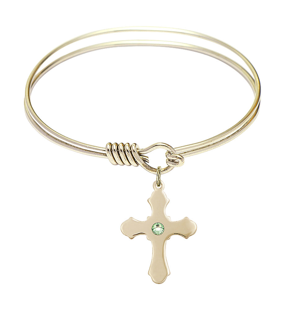 Smooth Bangle Bracelet with a Cross Charm