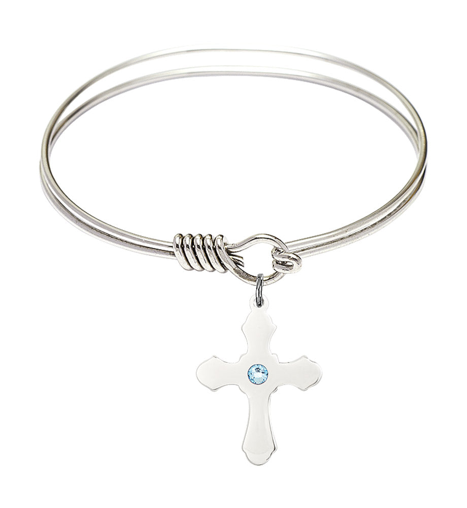 Smooth Bangle Bracelet with a Cross Charm
