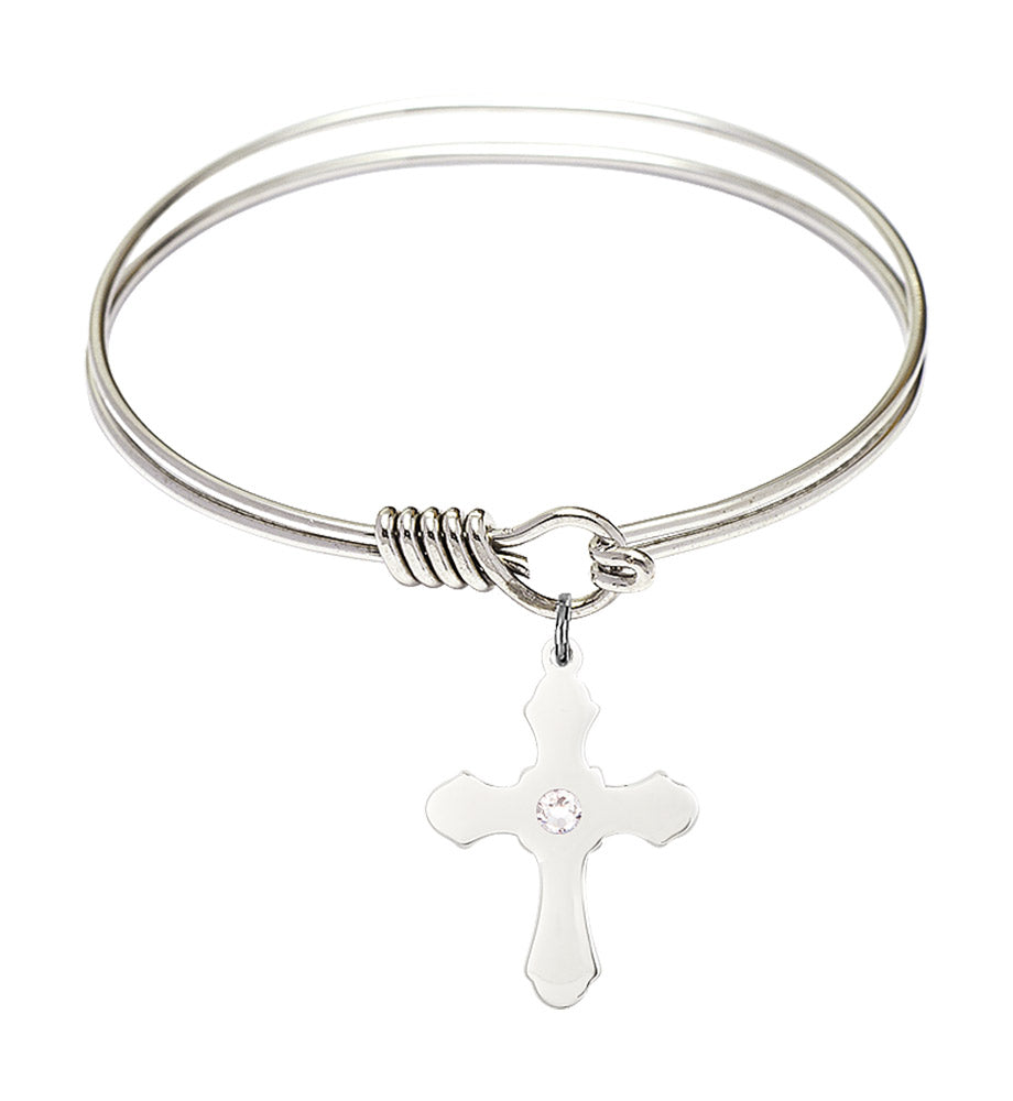 Smooth Bangle Bracelet with a Cross Charm