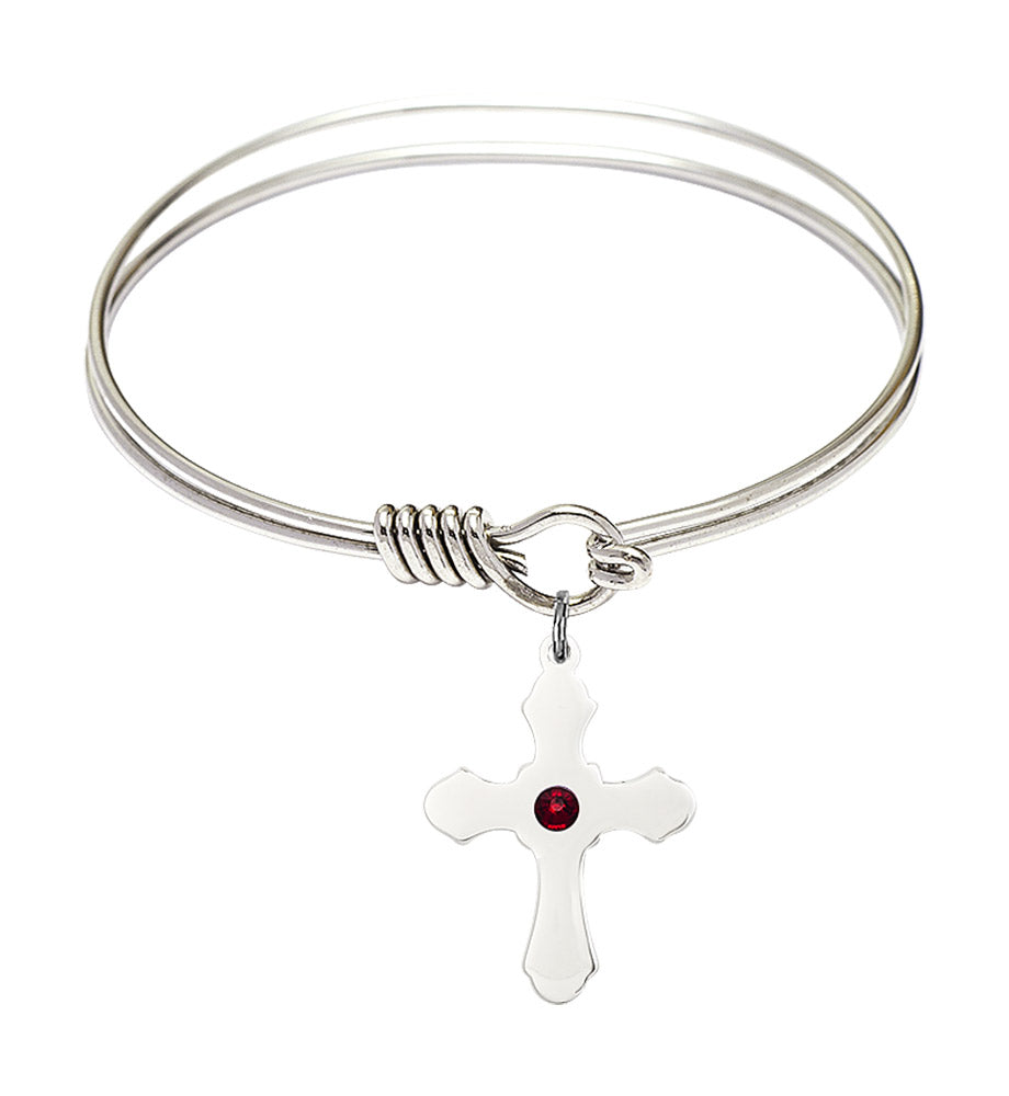 Smooth Bangle Bracelet with a Cross Charm