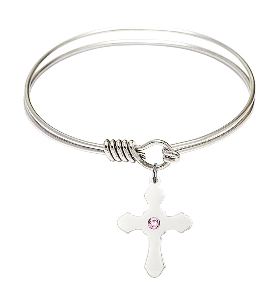 Smooth Bangle Bracelet with a Cross Charm