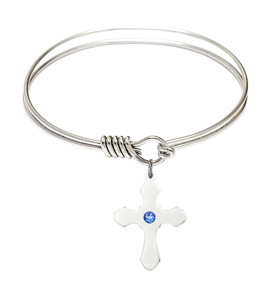 Smooth Bangle Bracelet with a Cross Charm