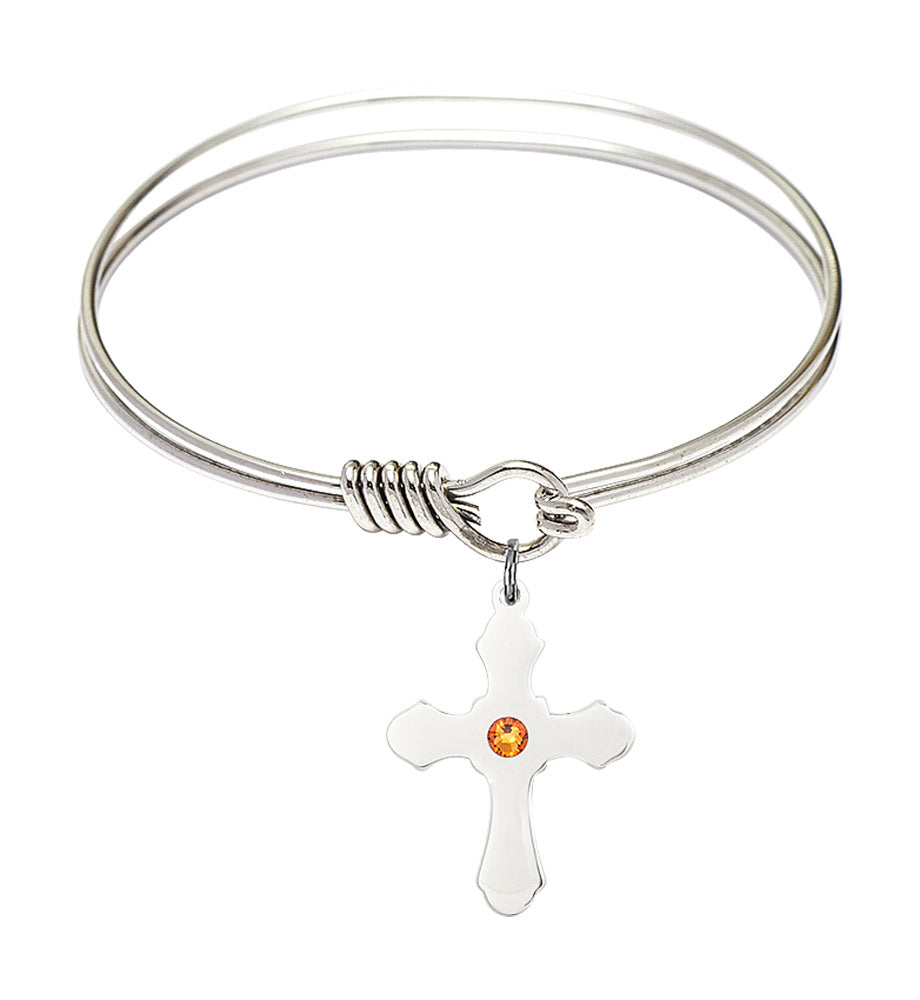 Smooth Bangle Bracelet with a Cross Charm