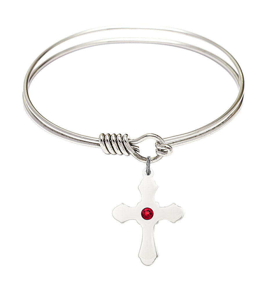 Smooth Bangle Bracelet with a Cross Charm