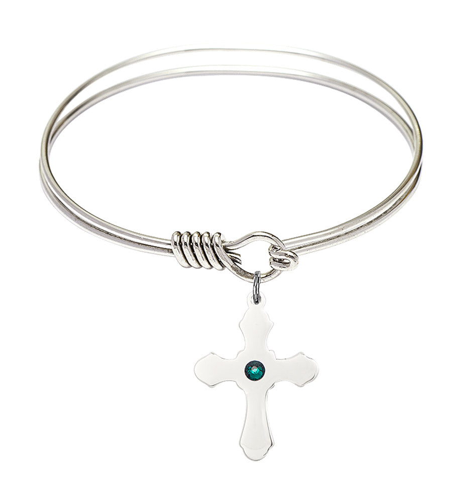 Smooth Bangle Bracelet with a Cross Charm