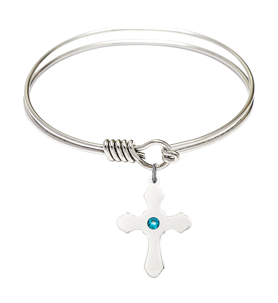 Smooth Bangle Bracelet with a Cross Charm