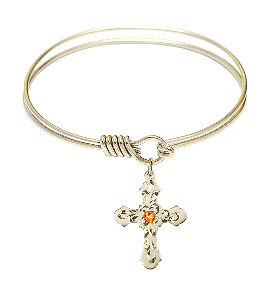 Smooth Bangle Bracelet with a Cross Charm