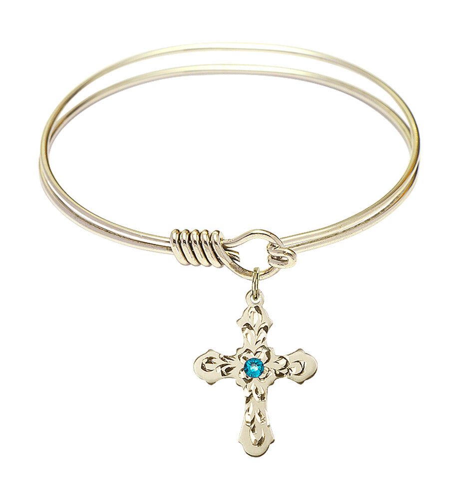 Smooth Bangle Bracelet with a Cross Charm