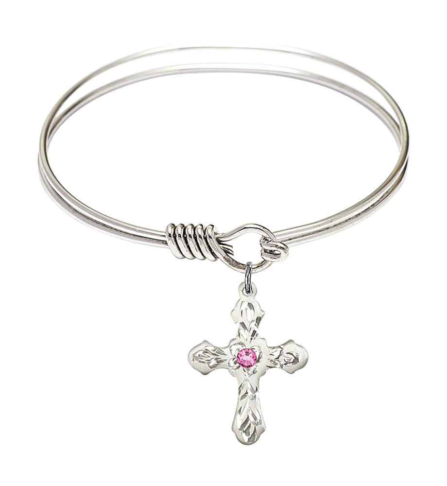 Smooth Bangle Bracelet with a Cross Charm
