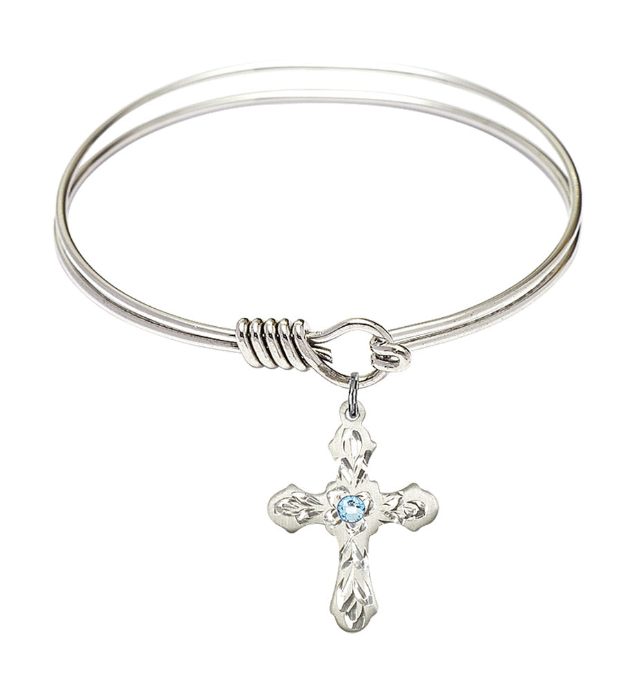 Smooth Bangle Bracelet with a Cross Charm