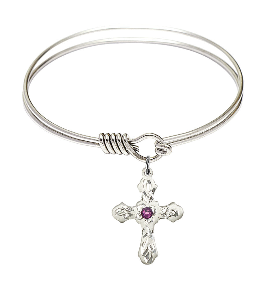Smooth Bangle Bracelet with a Cross Charm