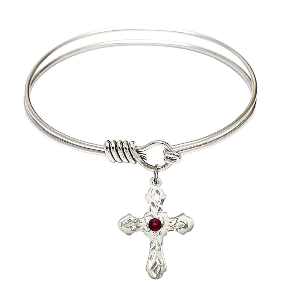 Smooth Bangle Bracelet with a Cross Charm