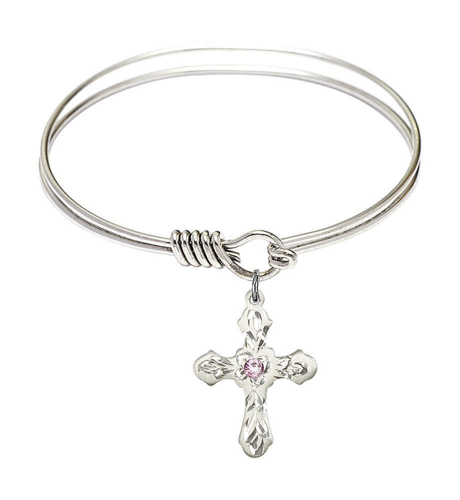Smooth Bangle Bracelet with a Cross Charm