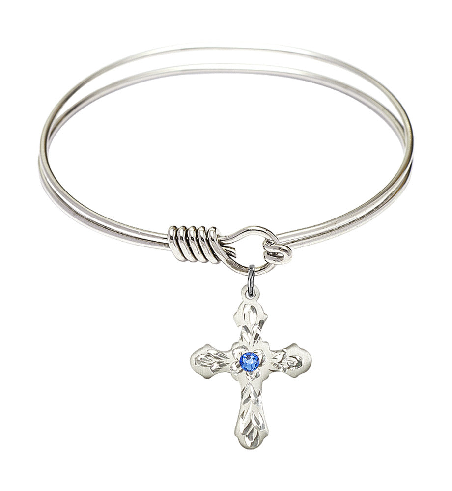 Smooth Bangle Bracelet with a Cross Charm