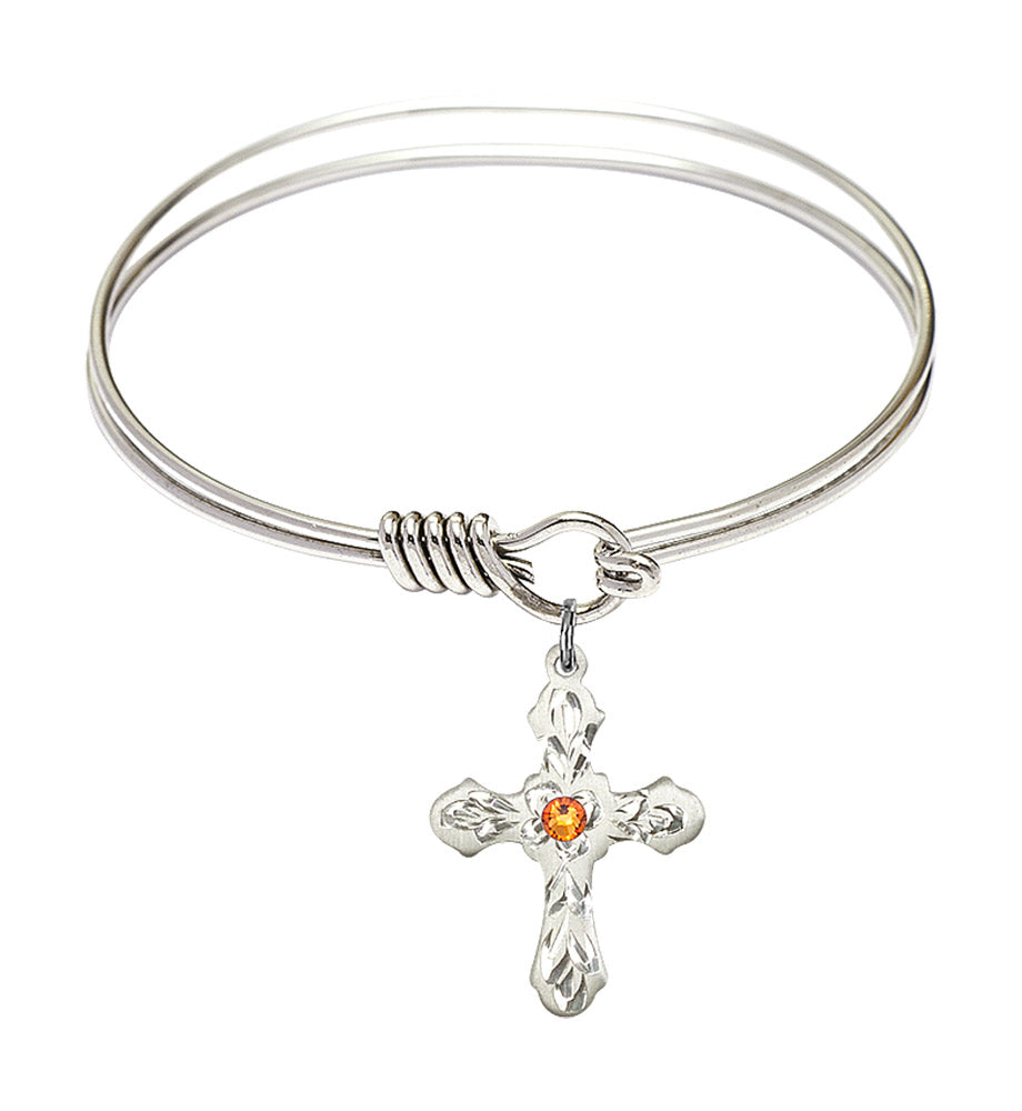 Smooth Bangle Bracelet with a Cross Charm