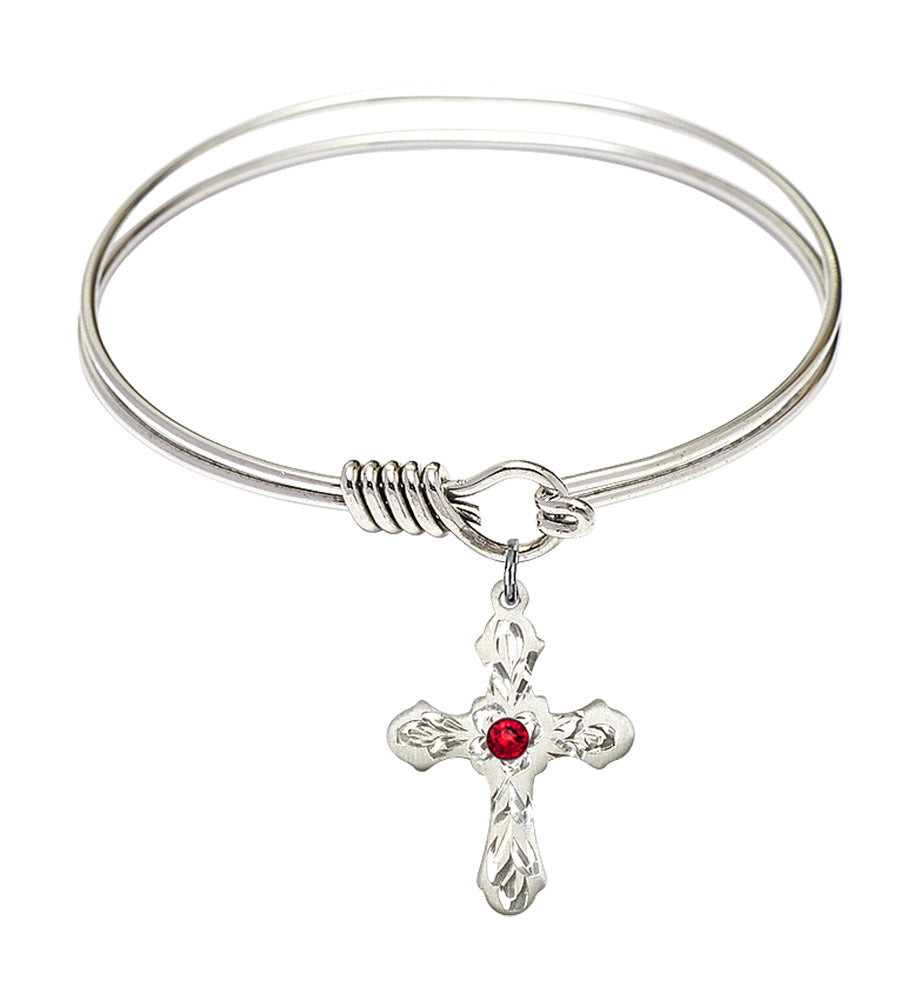 Smooth Bangle Bracelet with a Cross Charm