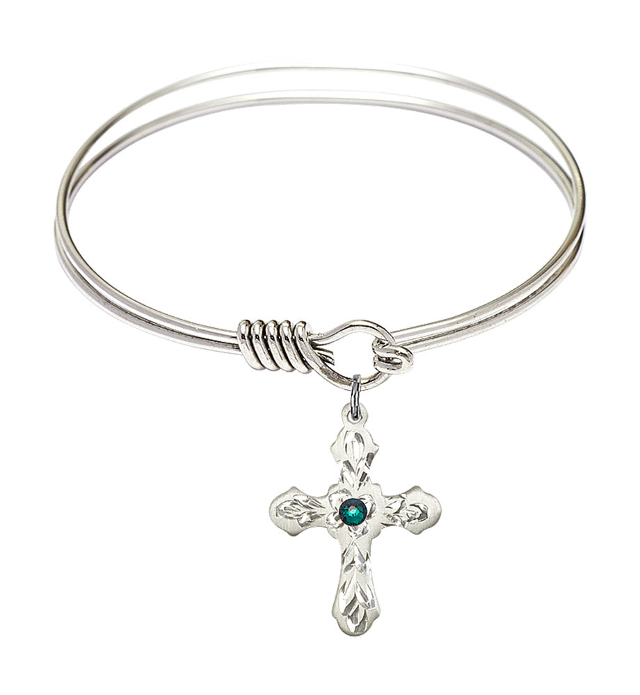Smooth Bangle Bracelet with a Cross Charm