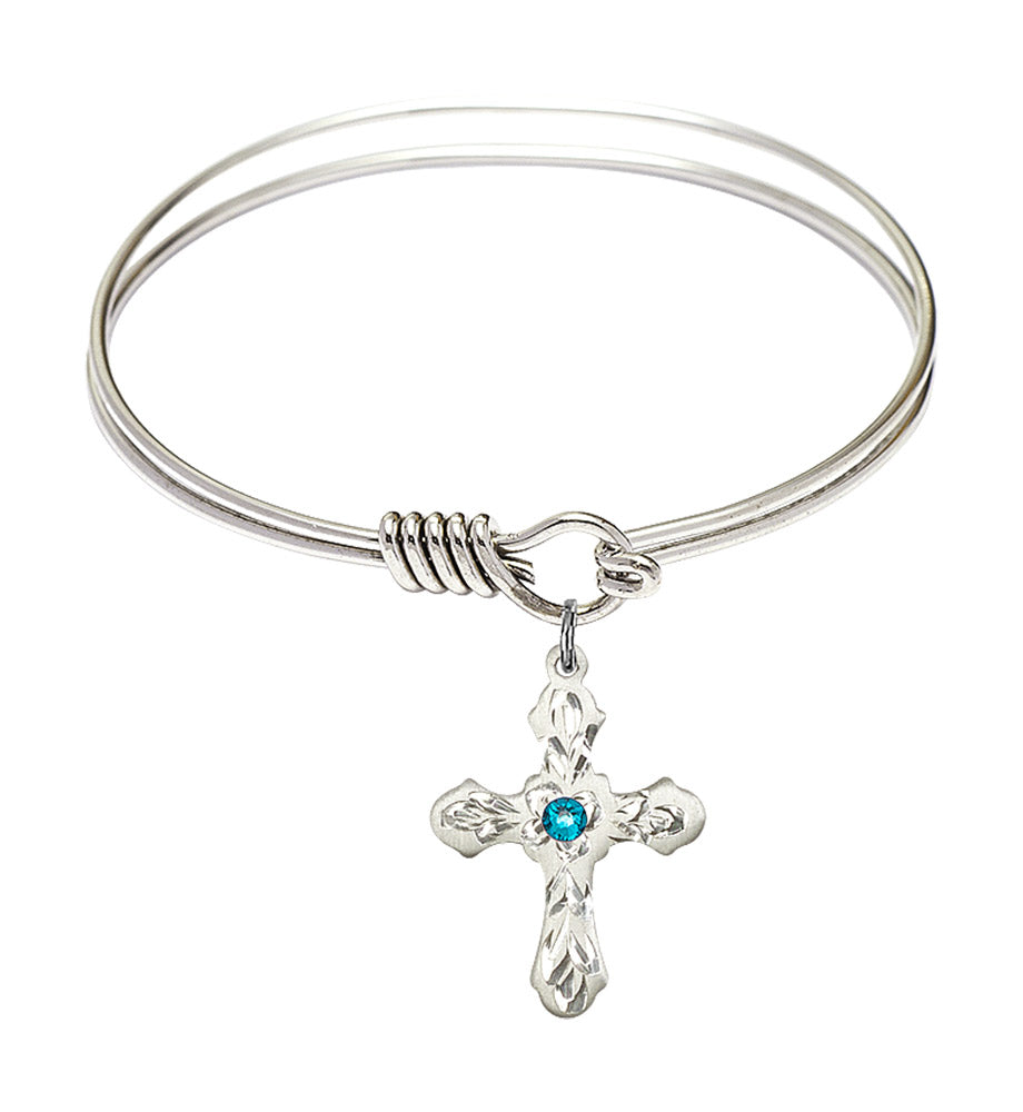 Smooth Bangle Bracelet with a Cross Charm