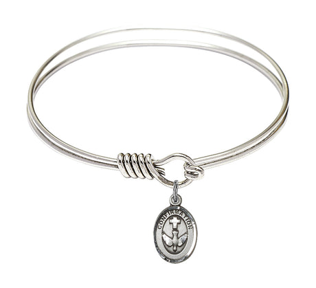 Smooth Bangle Bracelet with a Cross Dove Confirmation Charm