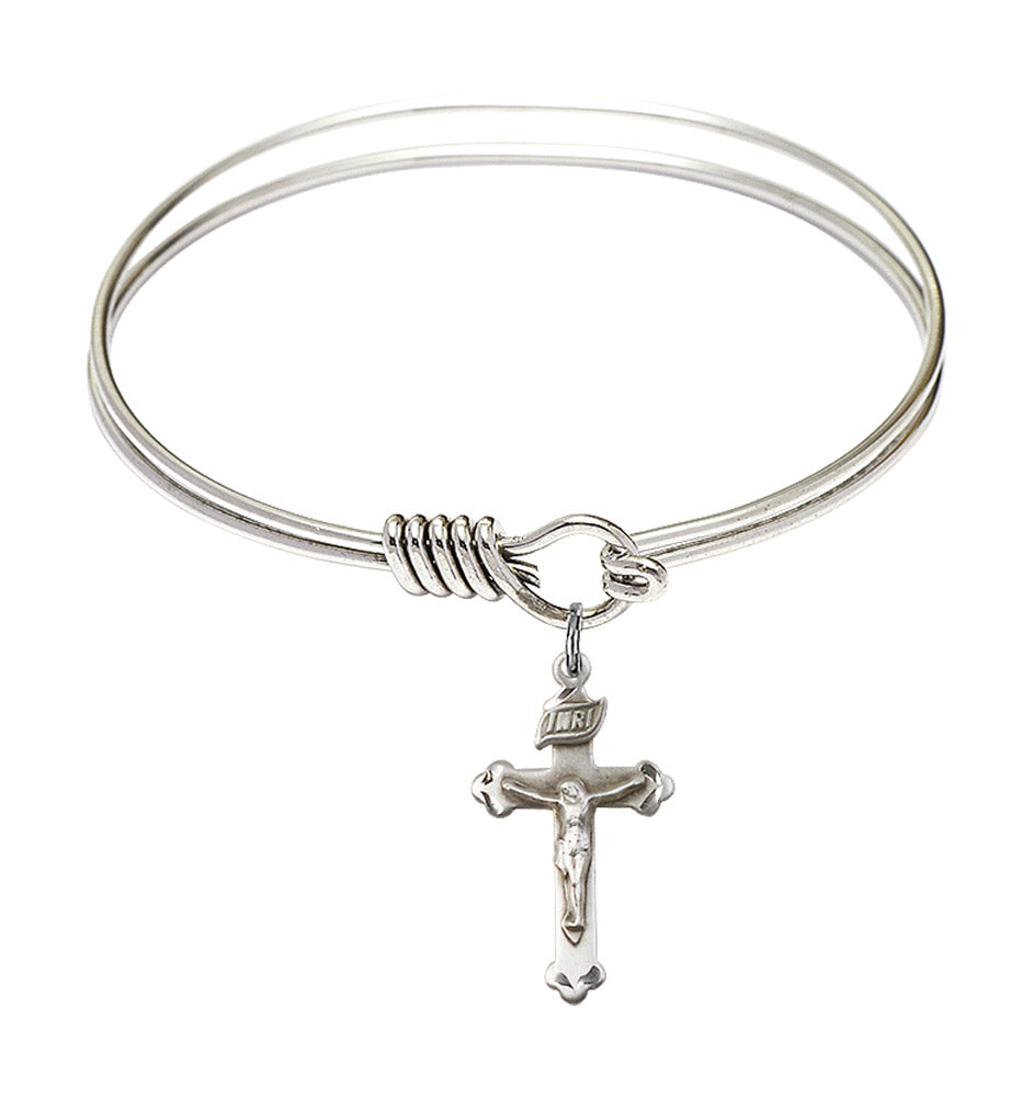 Smooth Bangle Bracelet with a Crucifix Charm