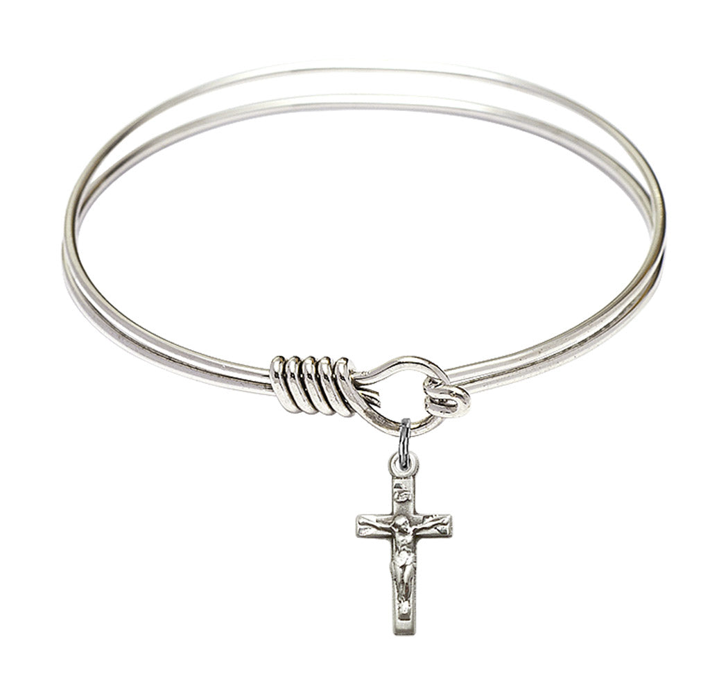 Smooth Bangle Bracelet with a Crucifix Charm