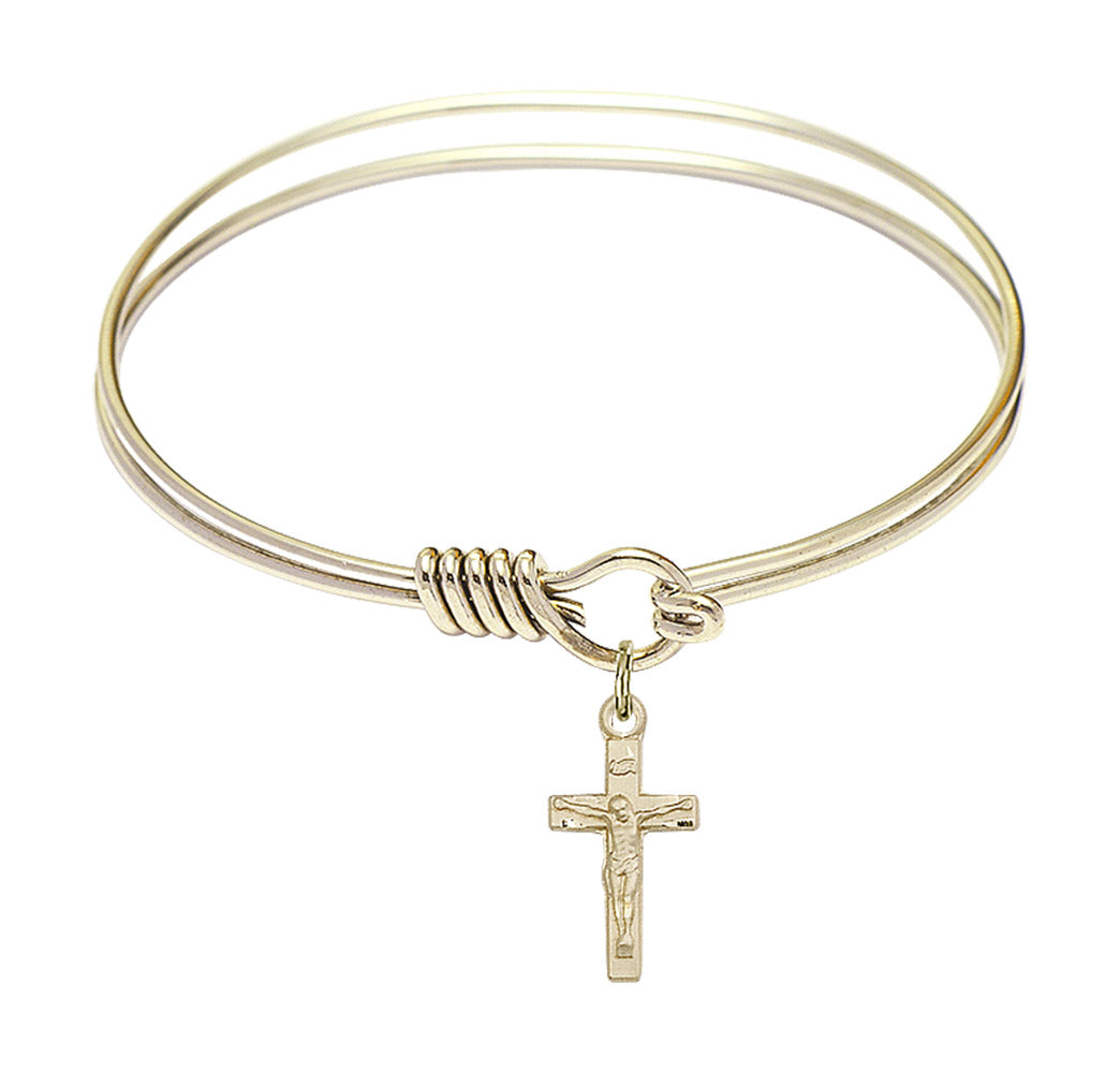 Smooth Bangle Bracelet with a Crucifix Charm