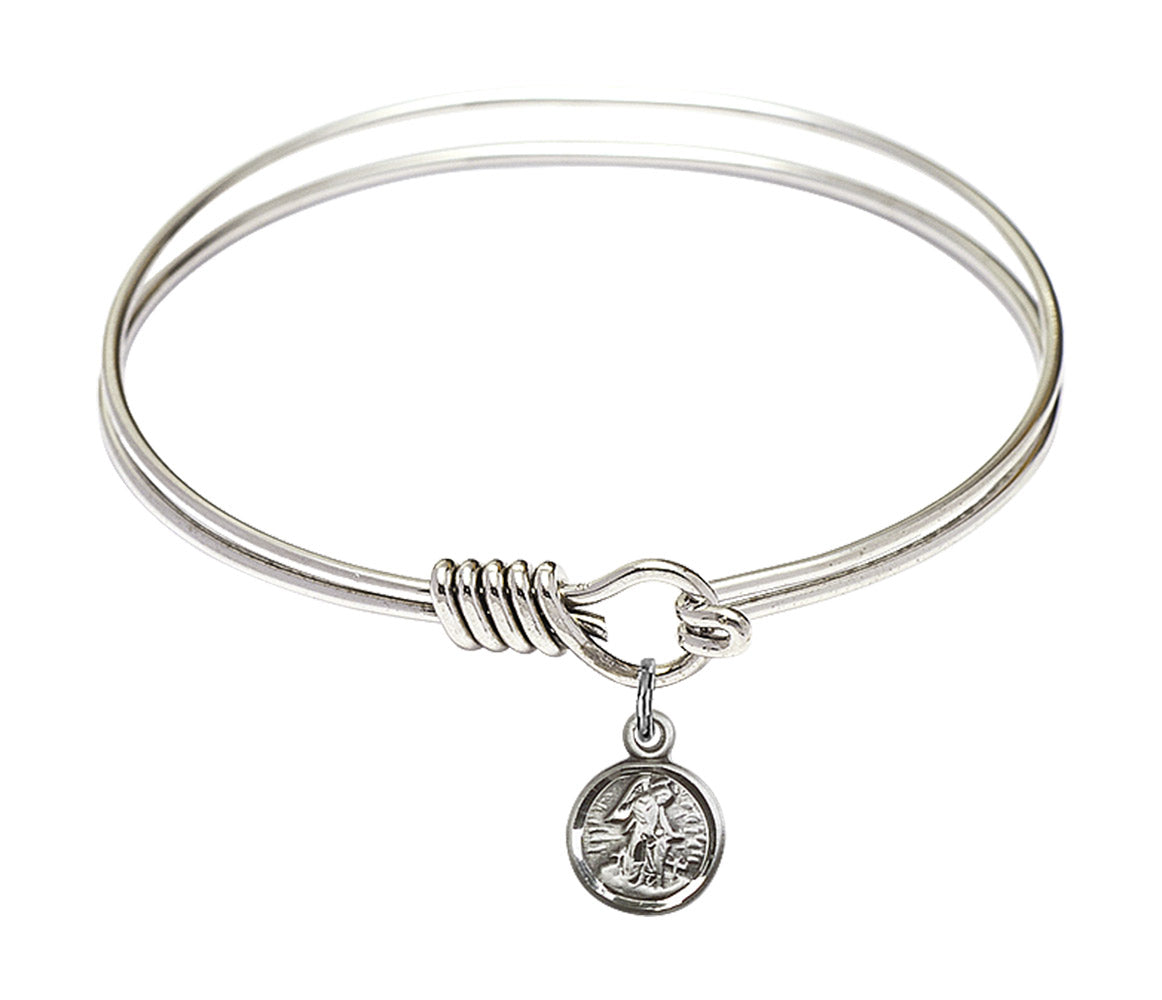 Smooth Bangle Bracelet with a Guardian Angel Charm