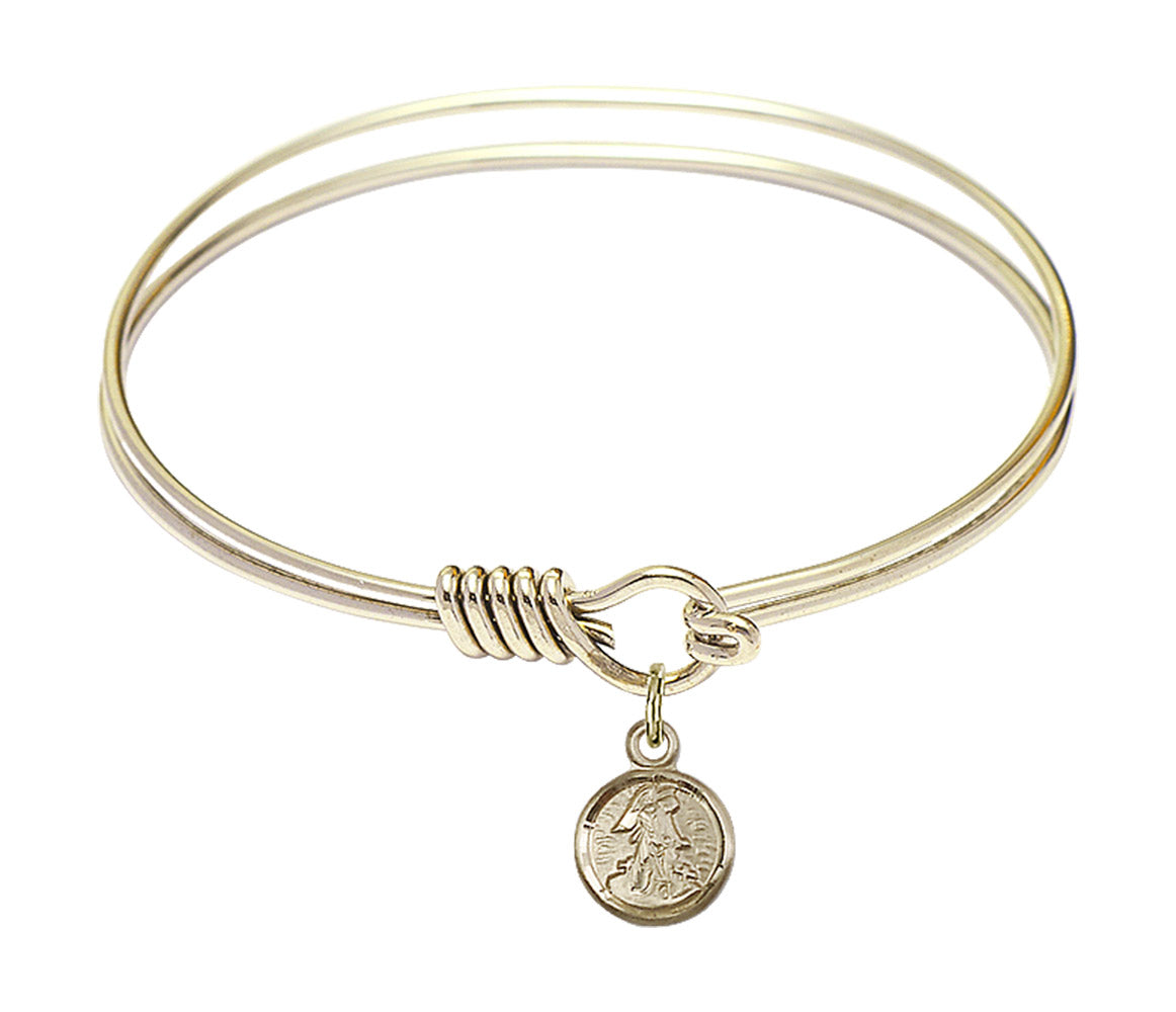 Smooth Bangle Bracelet with a Guardian Angel Charm
