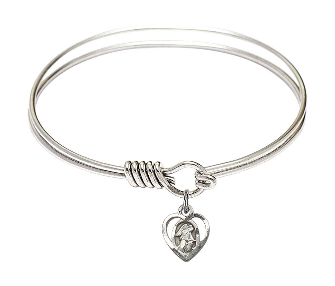 Smooth Bangle Bracelet with a Guardian Angel Charm