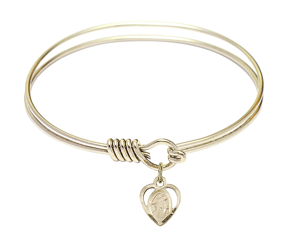 Smooth Bangle Bracelet with a Guardian Angel Charm