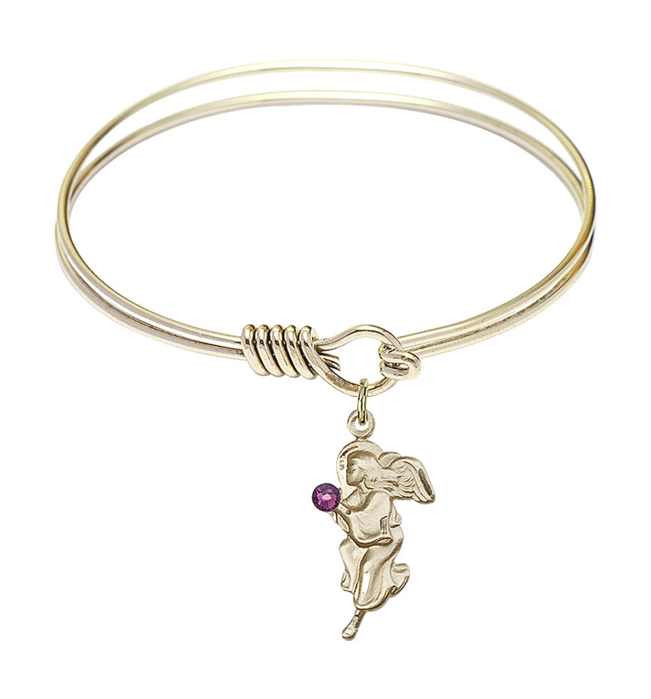 Smooth Bangle Bracelet with a Guardian Angel Charm