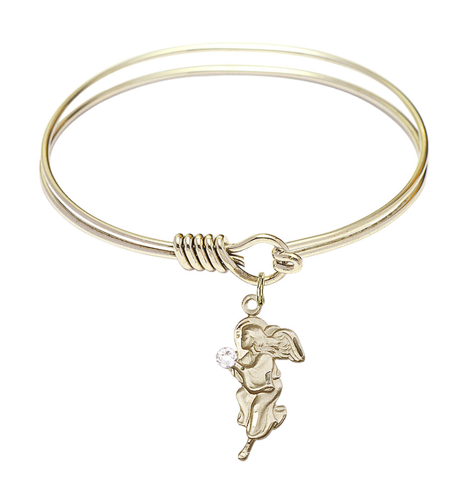 Smooth Bangle Bracelet with a Guardian Angel Charm