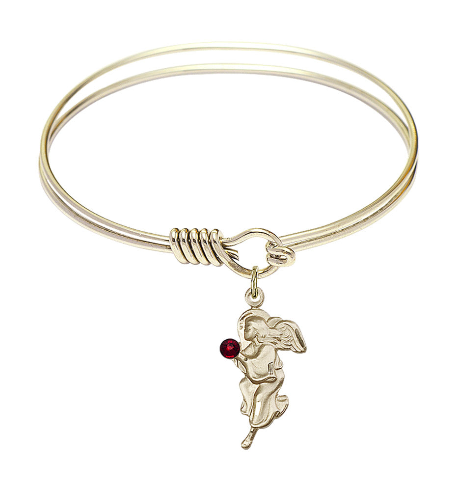 Smooth Bangle Bracelet with a Guardian Angel Charm