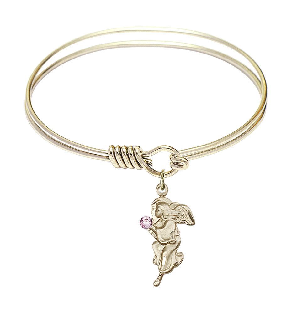 Smooth Bangle Bracelet with a Guardian Angel Charm