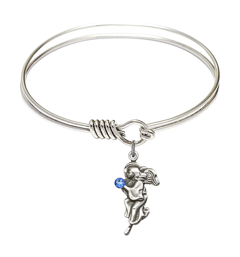 Smooth Bangle Bracelet with a Guardian Angel Charm